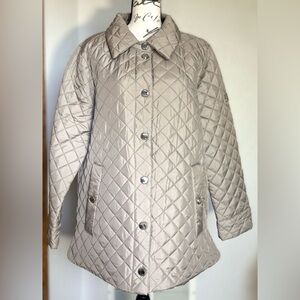 Anne Klein Women's Large Elegant Taupe Quilted Coat Jacket Outerwear NWOT